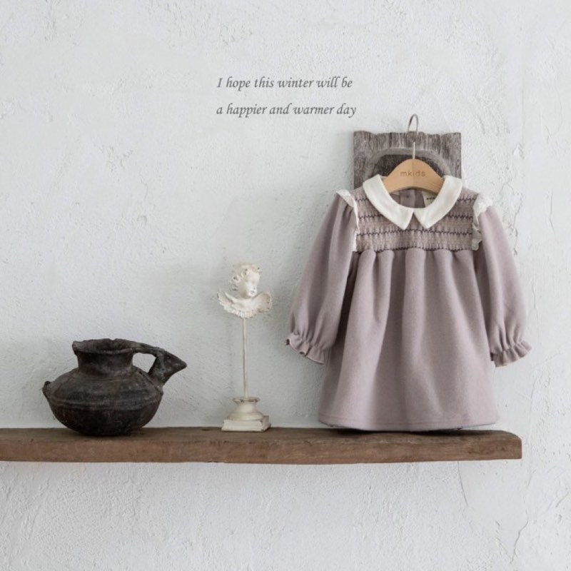M-KIDS Charlotte smocked dress · Beige