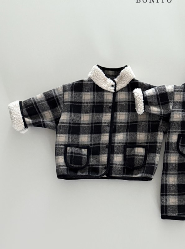 Bonito Check fleece jacket · Black