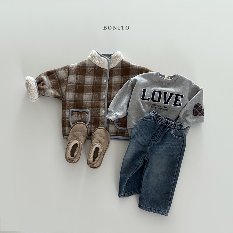 Bonito Check fleece jacket · Brown