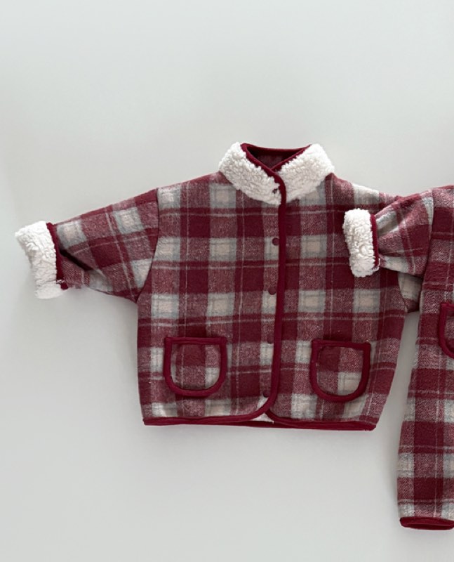 Bonito Check fleece jacket · Red